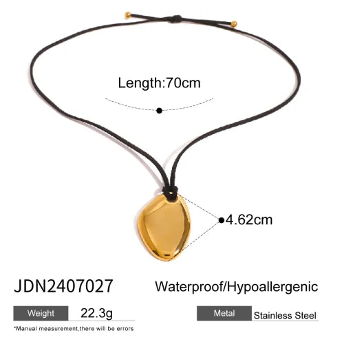 Youthway Trendy Stainless Steel Waterproof Irregular Geometric Metal Wax Rope Necklace Gold Silver For Women Jewelry Gift