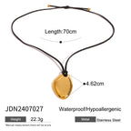 Youthway Trendy Stainless Steel Waterproof Irregular Geometric Metal Wax Rope Necklace Gold Silver For Women Jewelry Gift