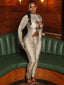 Sisterlinda Hollow Jumpsuit Woman Sexy Snake Print Cirque Full Sleeve Skinny Fitness Midnight Clubwear Party Coquette Overalls