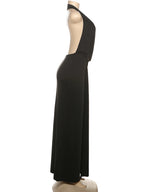 Sisterlinda Sexy High Splits Long Dress Women Halter Deep V-Neck Backless Sleeveless Summer Pool Party Ruched Elegant Vestidos