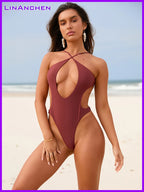 Sexy Women Swimsuit,Swimwear for Female High Waist Hot Spring Bathing Suit Bandage Beachwear Summer Swimming Winter Onsen Wear