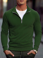 Autumn Men's Quarter Zip Up Sweatshirts Slim Fit Lightweight Outdoor Mock Neck Pullover Sweaters Half Turtleneck Knit Streetwear