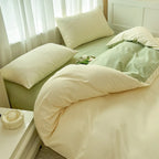 2-side Solid Color Brush Fabric Bed Set 4 Pieces Duvet Cover Pillowcase Bedding Set Bed Sheet Quilt Cover Single Queen King Size