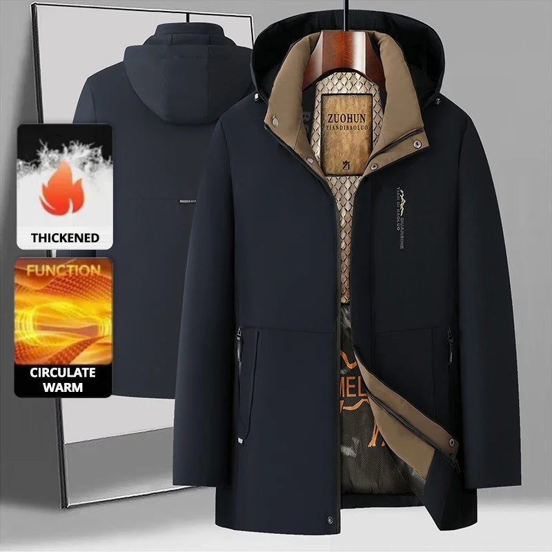 Top Grade Five Protective Tech Luxury Winter New Brand Camel Fleece Men's Parka Jacket Windbreaker Coats Heavy Plush Lining