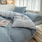 2-side Solid Color Brush Fabric Bed Set 4 Pieces Duvet Cover Pillowcase Bedding Set Bed Sheet Quilt Cover Single Queen King Size