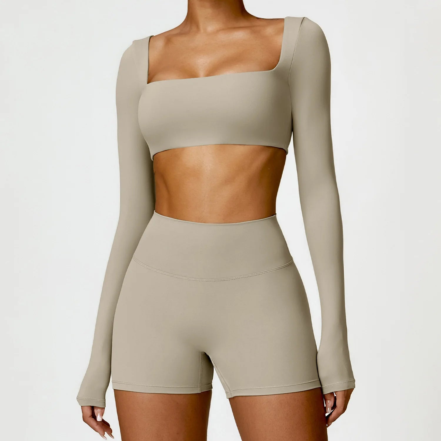 2-Piece Quick Dry Yoga Set – Long Sleeve Gym Outfit