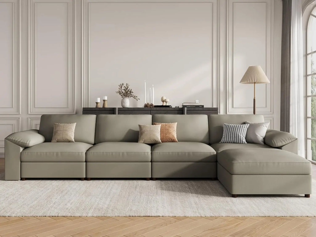 Oversized Modular Sectional Sofa,Leather Sectional Couch with Deep Seat,Extra Large L Shaped Couch, Customized