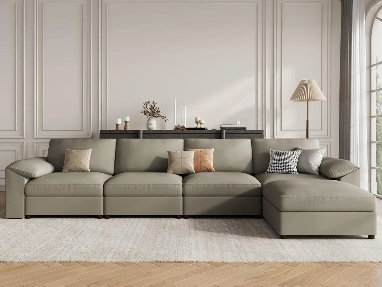 Oversized Modular Sectional Sofa,Leather Sectional Couch with Deep Seat,Extra Large L Shaped Couch, Customized