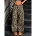 Female Retro Designer Straight Leg Jeans Pants Lady Fashion High Waist Denim Pants Women Leopard Print Baggy Trousers