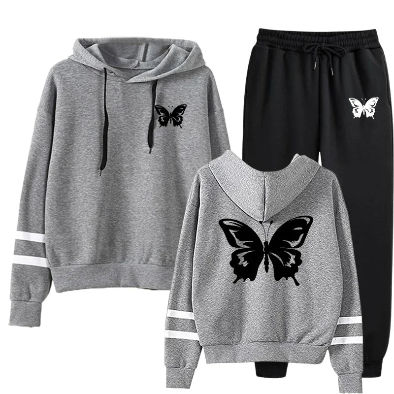 Women Tracksuit Casual Daily Hoodies Quality Single Piece Stripe Sweatshirt and Sweatpants Comfort Outdoor Jogging Autumn Winter