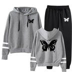 Women Tracksuit Casual Daily Hoodies Quality Single Piece Stripe Sweatshirt and Sweatpants Comfort Outdoor Jogging Autumn Winter