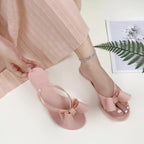 EOFK Summer Jelly Slippers Women Butterfly PVC Sweet Beach Pull On Flat Solid Ladies Versatile Fashion Anti slip Slippers