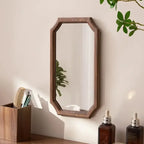 Retro Solid Wood Dressing Mirror Makeup Mirror Wall-mounted Bathroom Toilet Wall-mounted Punch-free Rectangular Bathroom Mirror