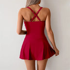 Women's Skirted 2-Piece Swimsuits Tummy Control Swimwear Swimming Costume Push Up Swim Dress Soft Bathing Suits with Bottooms