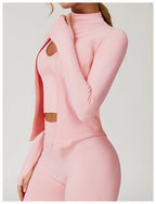New Women Seamless Zipper Jacket Yoga Long Sleeved Gym Top Yoga Push Up Jacket Fitness Running Workout Sport Coat Women's Shirts