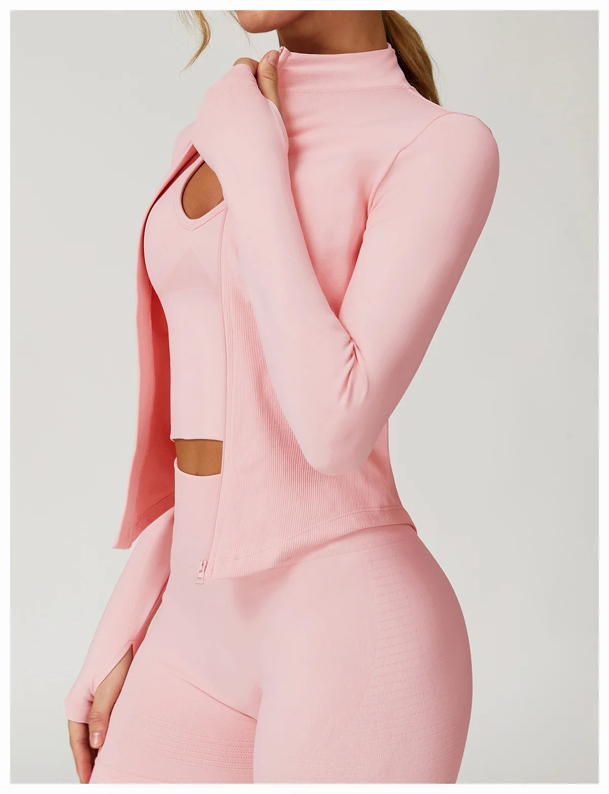 New Women Seamless Zipper Jacket Yoga Long Sleeved Gym Top Yoga Push Up Jacket Fitness Running Workout Sport Coat Women's Shirts