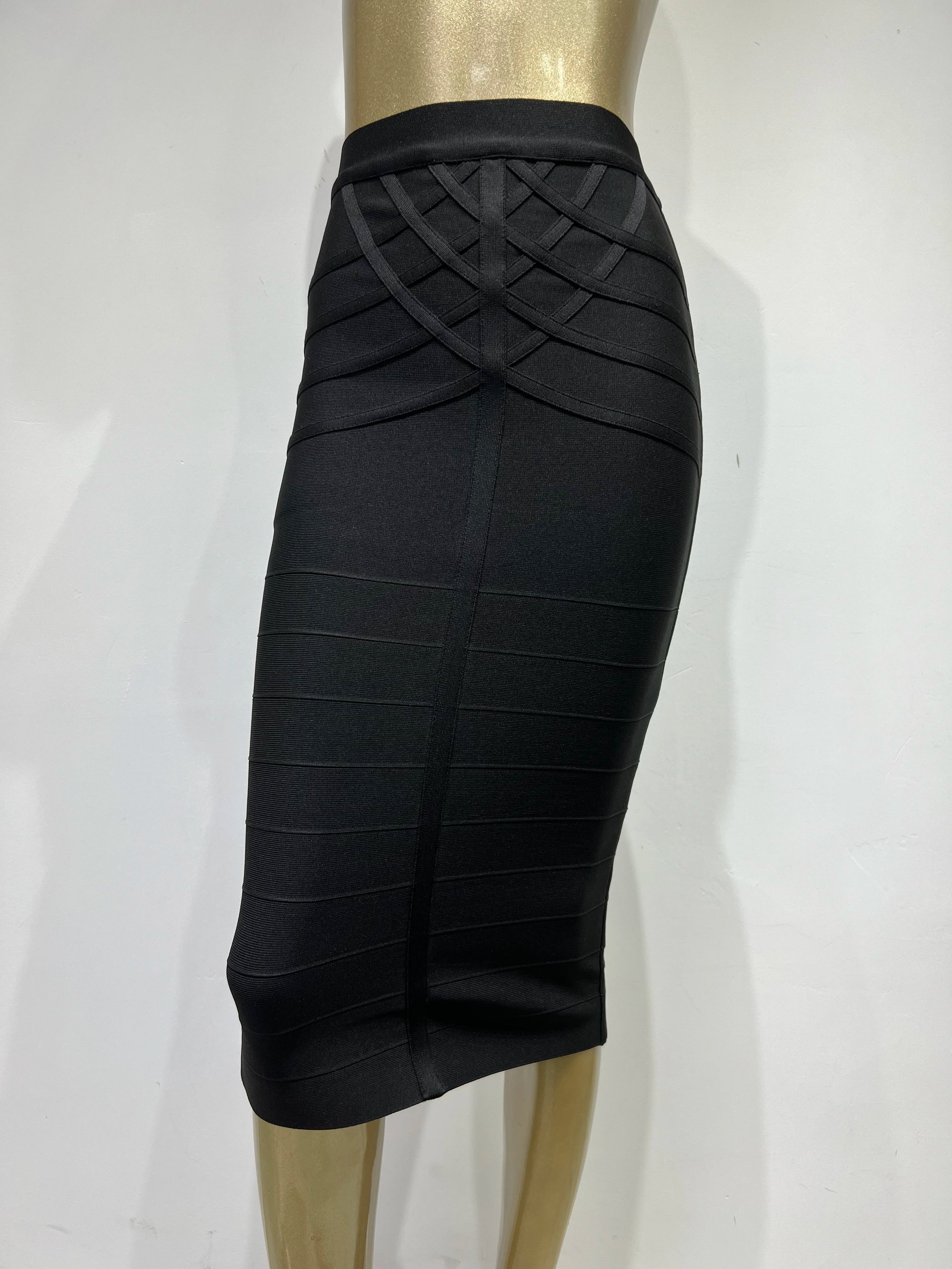 Elegant Elastic Knee Length Bandage Skirts For Women Chic High Waist Formal Occassion Office Lady Pencil Skirt Comfortable Main image