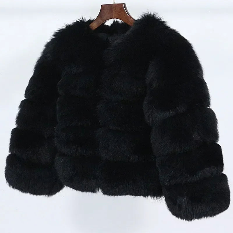 Real Fox Fur Coat Winter Jacket Women O-neck Thick Fashion 2025 & 2026 Natural Fox Fur Raccoon Outerwear Warm Luxury Female Plus Size
