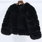 Real Fox Fur Coat Winter Jacket Women O-neck Thick Fashion 2025 & 2026 Natural Fox Fur Raccoon Outerwear Warm Luxury Female Plus Size