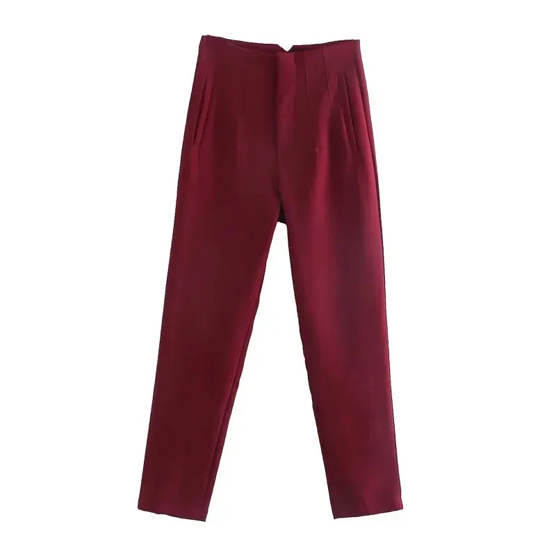 HXAO Fashion Office Wear High waist Pants for Women Formal Pants Office outfits Pencil Trousers Black Pink White Ladies Pants