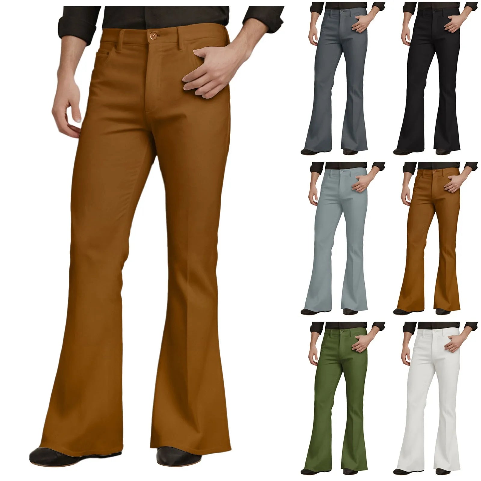 Vintage Flared Pants For Men Harajuku High Waist Skinny Pants Male Retro Slim Fit Bell Bottom Trousers Street Wear Pantalones