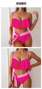 2025 New Sexy Brazilian Bikini Set Ruffle Swimwear Women Push Up Swimsuit High Waist Print Floral Bathing Suit Biquini Female
