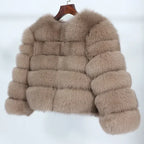 Real Fox Fur Coat Winter Jacket Women O-neck Thick Fashion 2025 & 2026 Natural Fox Fur Raccoon Outerwear Warm Luxury Female Plus Size