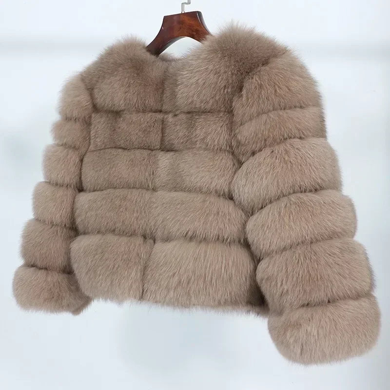 Real Fox Fur Coat Winter Jacket Women O-neck Thick Fashion 2025 & 2026 Natural Fox Fur Raccoon Outerwear Warm Luxury Female Plus Size