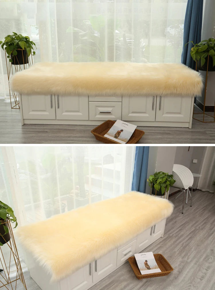 Luxury Faux Sheepskin Carpet Modern Living Room Home Decor Imitation Wool Mat Balcony Window Cushion Kids Bedroom Rug White Gray