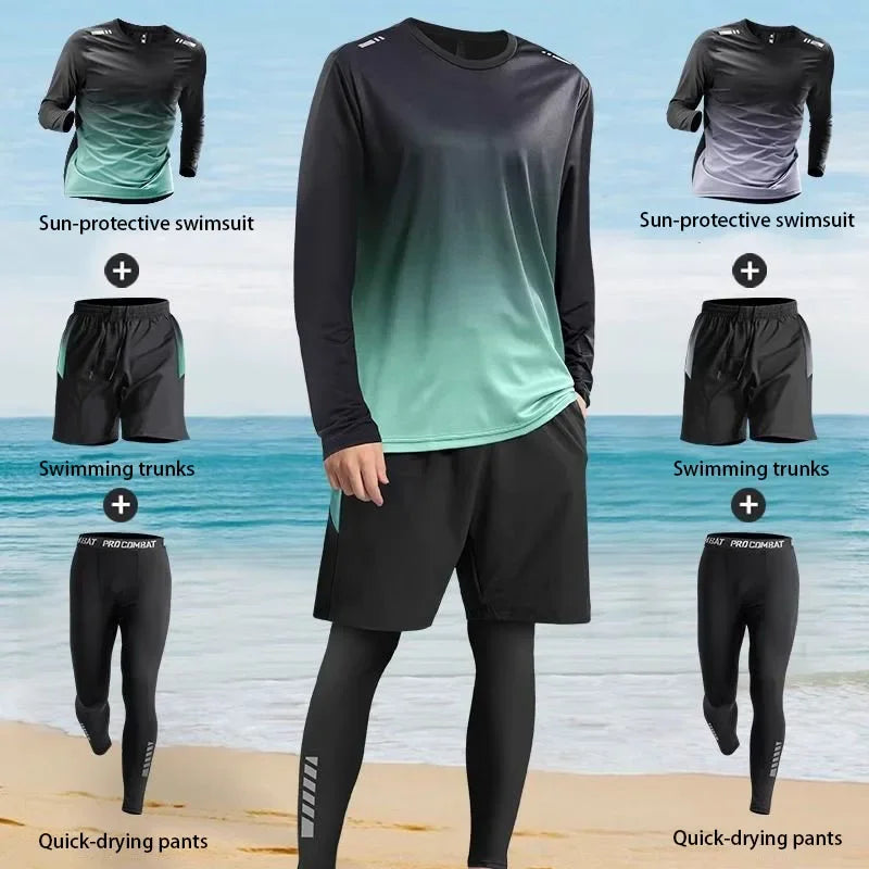 2025 new swimming suit, men's sun-protective long-sleeved and long pants swimsuit. Main image