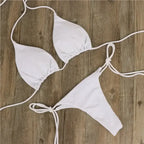 2 Pcs/Set Chic Women Swimwear Pure Colors Simple Quick Dry Backless Bikini Set Sexy Woman Swimsuits For Vacation купальник