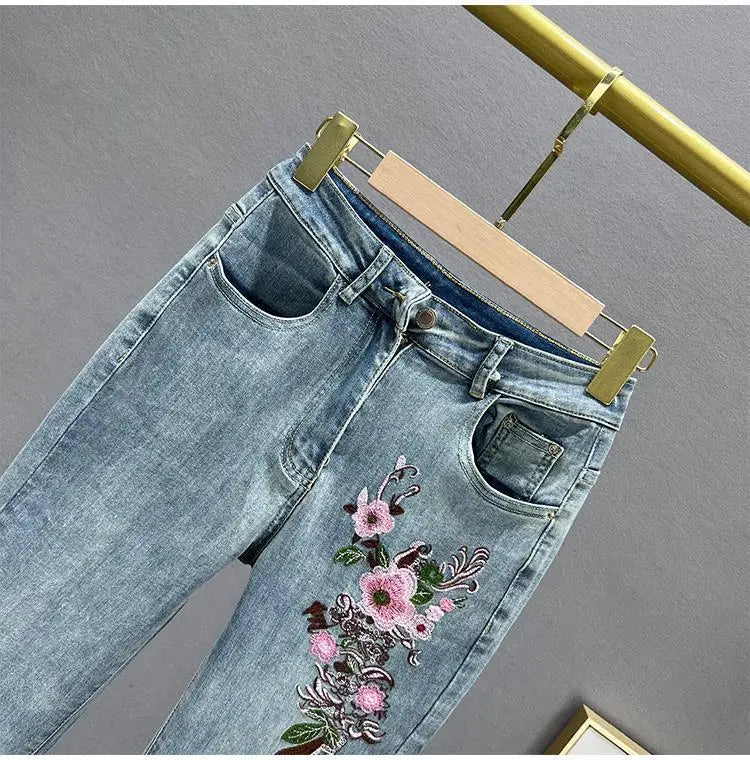 Y2k Jeans Trend Spring Summer Fashion All-match Lace Splicing Denim Straight Pants Blue Jeans for Women Streetwear Wide Leg New