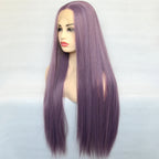 Voguequeen Platinum Blonde Synthetic Lace Front Wigs Silky Straight Heat Resistant Fiber Daily Wear For Women