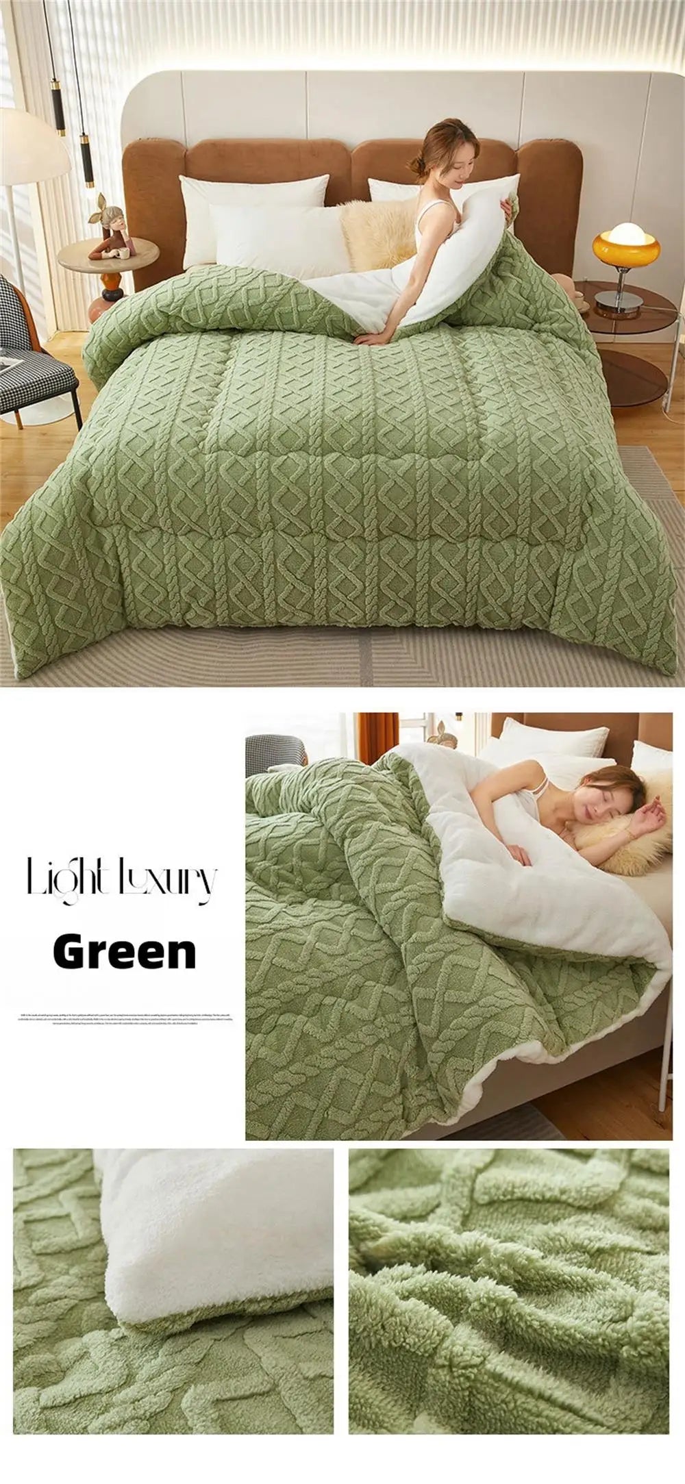 New Super Thick Winter Warm Blanket for Bed Artificial Lamb Cashmere Weighted Blankets Soft Comfortable Warmth Quilt Comforter