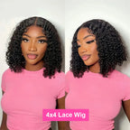 Deep Wave Bob 100% Human Hair Wigs Pre Plucked 13x4 Lace Front Wigs Water Wave Human Hair Curly 4x4 Lace Closure Wigs Burmese Human Hair For Black Women 240% Density 16 Inch