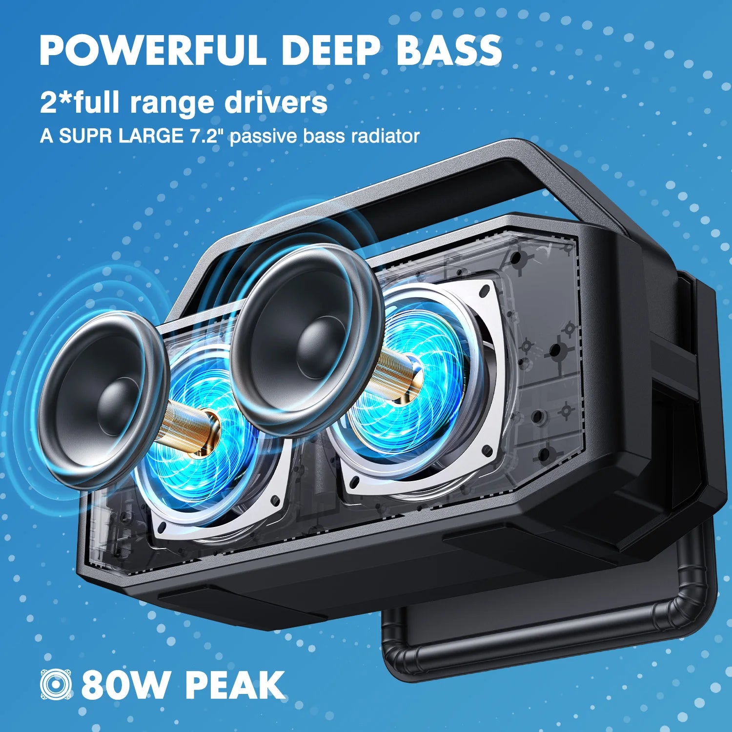 W-KING 100W Peak 60W RMS Deep Bass Bluetooth Speaker, IPX6 Portable Waterproof Loud Bluetooth Speakers Wireless with Subwoofer Secondary image