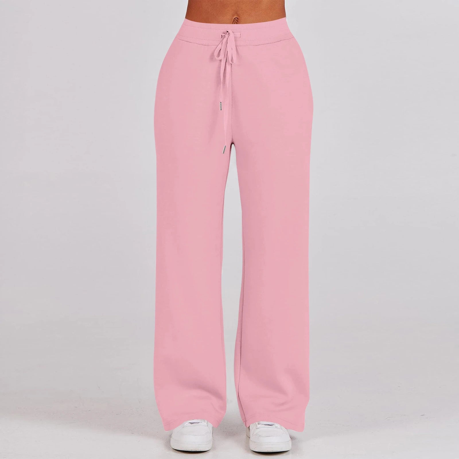 Solid Two-piece set Women Fashion Long Sleeve Zipper Sweater Pullover Tie up Pocket Wide Leg Pant Suit Loose Casual Sport Sets