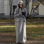 Solid Warm Elegant Women Coat Turn-down Collar Long Sleeve Jacket Casual Winter Autumn Long Outerwears Lady Fashion Loose Coats