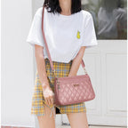 Embroidery Messenger Bags Women Leather Handbags Bags for Women Sac a Main Ladies hair ball Hand Bag