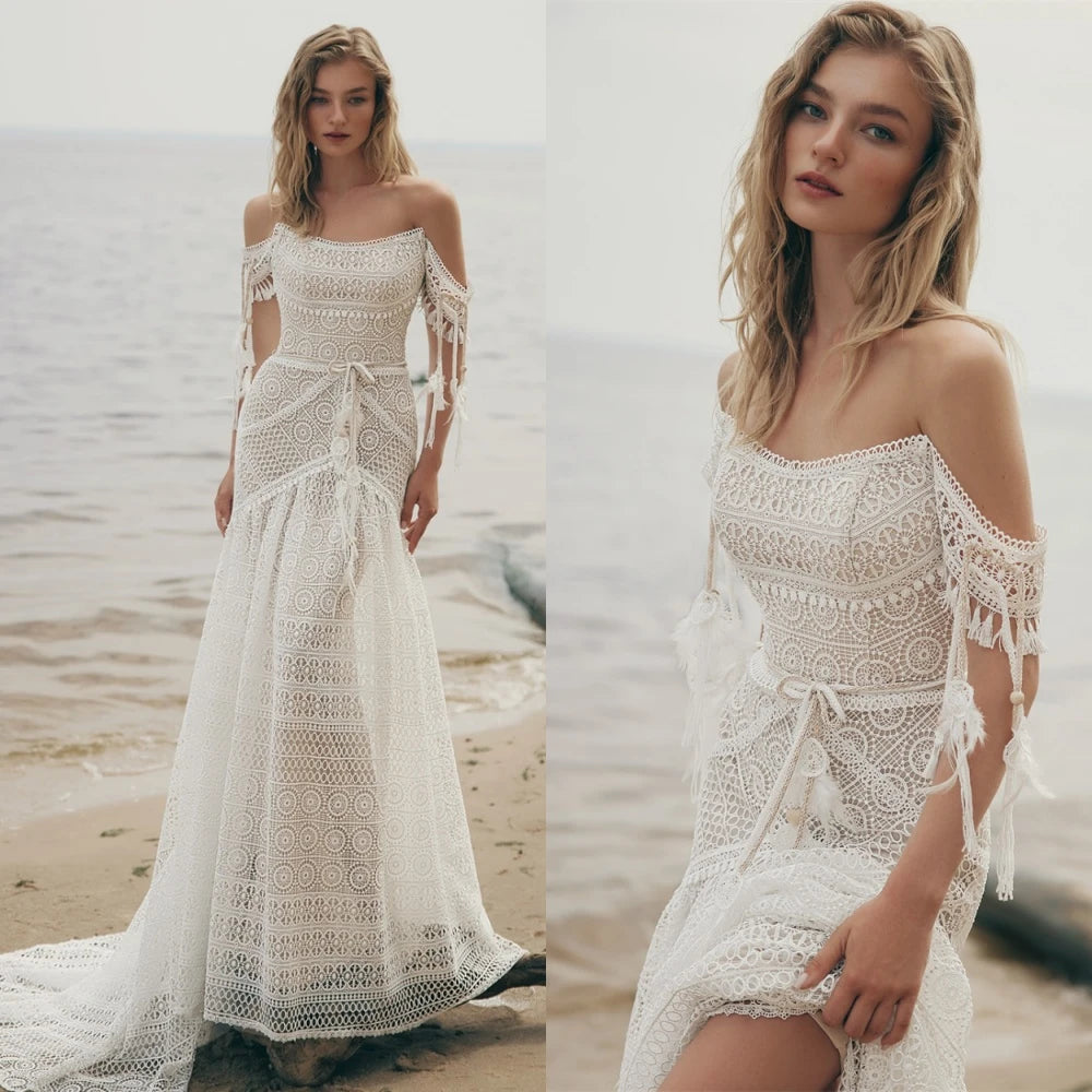 Customized Formal Sexy Temperament Dreamy Romantic Wedding Dress 	 White Lace Wedding Party  Trumpet Sleeveless  Dresses Main image