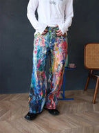 2025 Ropa Y2K Streetwear Graffiti Painting Baggy Jeans Pants For Men Designer Clothes Colorblock Kanye Wide Leg Denim Trousers