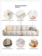 Italian Minimalist Sofa Modern Luxury Living Room Couch Straight Sofa Set Persons Genuine Leather Upholstered Furniture JT40
