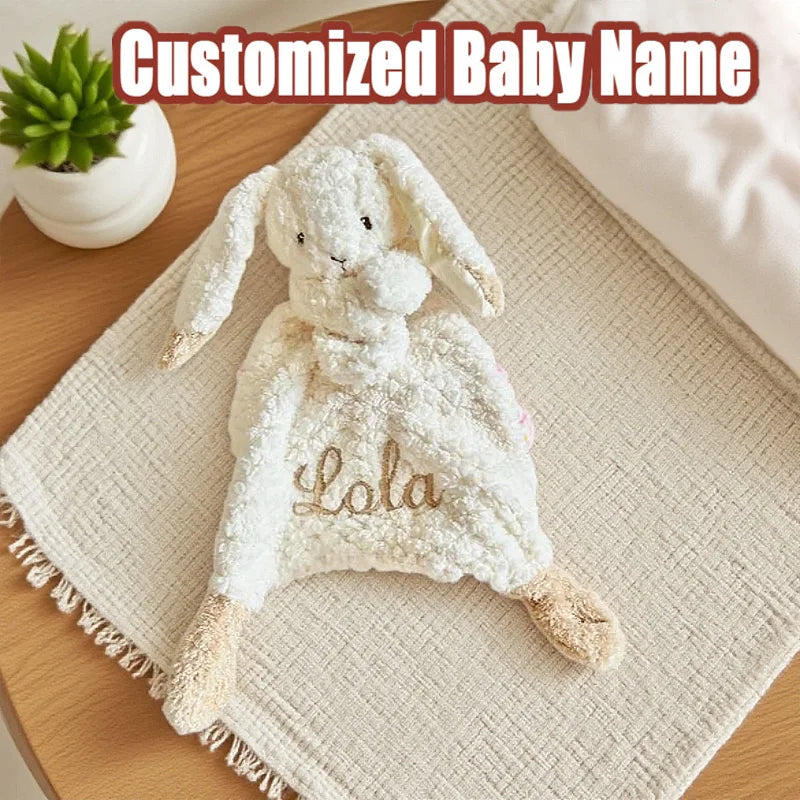 Personalized Embroidery Name Cute Rabbit Organic Cotton Soothing Towel Sleepping Doll for Baby Shower Birth Gift Autumn 2025 Main image