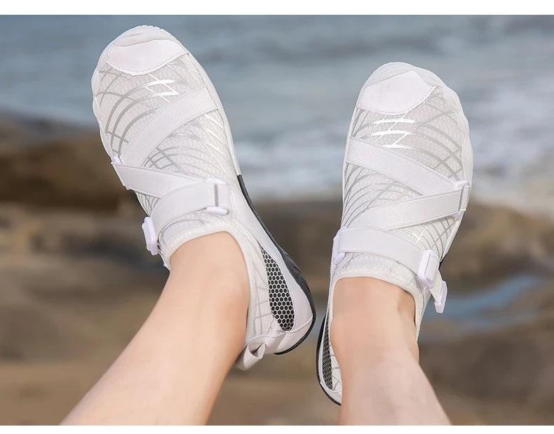 Men Women Elastic Beach Barefoot Seaside Aqua Shoe Quick-Dry Breathable Surf Wading Shoe Non Slip Upstream Swimming Water Shoe