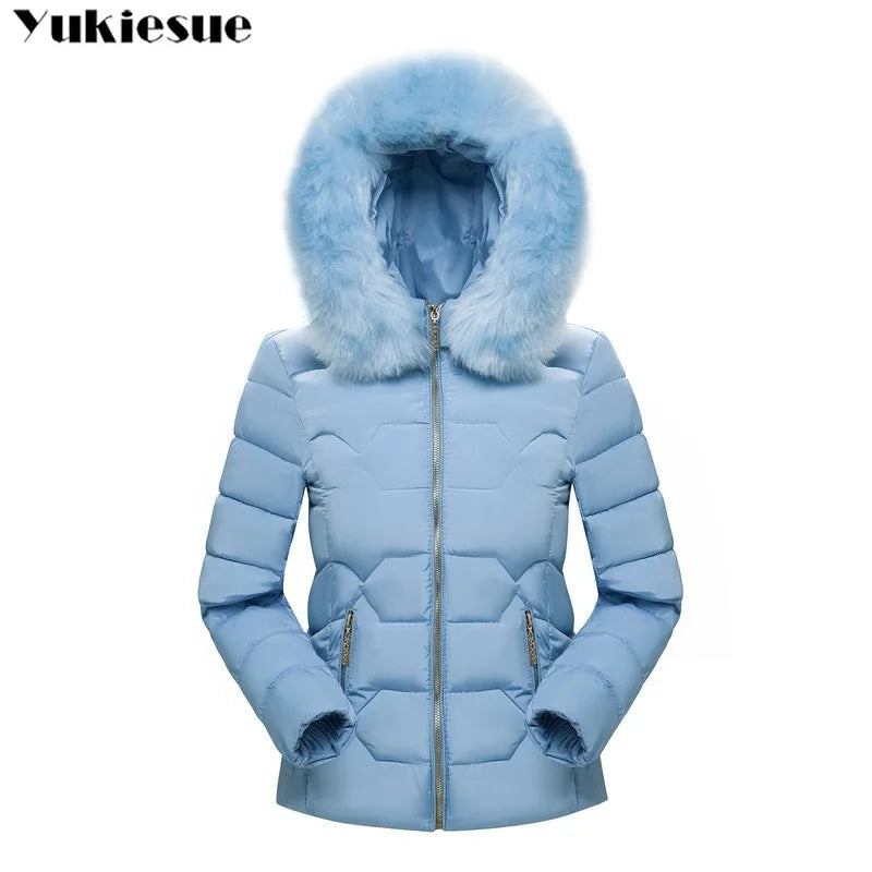 2026 Faux Fur Parkas Women Down Jacket clothes Womens Parkas Thicken Outerwear hooded Winter Coat Female Jacket Cotton padded