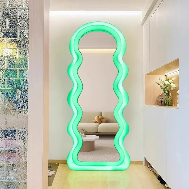 Korean Style Light Mirror Wavy Light Funky Aesthetic Full Body Mirror Living Room Design Floor Spiegel Wand Home Decorations Secondary image
