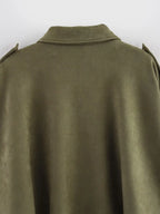 DUOPERI Women 2025 New Solid Bomber Jackets Lapel Neck Long Sleeves Female Elegance Chic Casual Jacket Tops