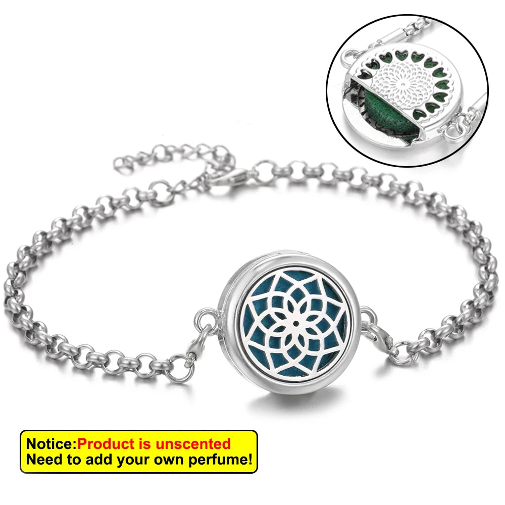Essential Oil Diffuser Aromatherapy Bracelet Aroma Diffuser Bracelets Adjustable Chain Scent Perfume Locket Bracelet Women Men