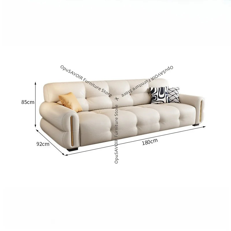 Italian Minimalist Sofa Modern Luxury Living Room Couch Straight Sofa Set Persons Genuine Leather Upholstered Furniture JT40 Secondary image