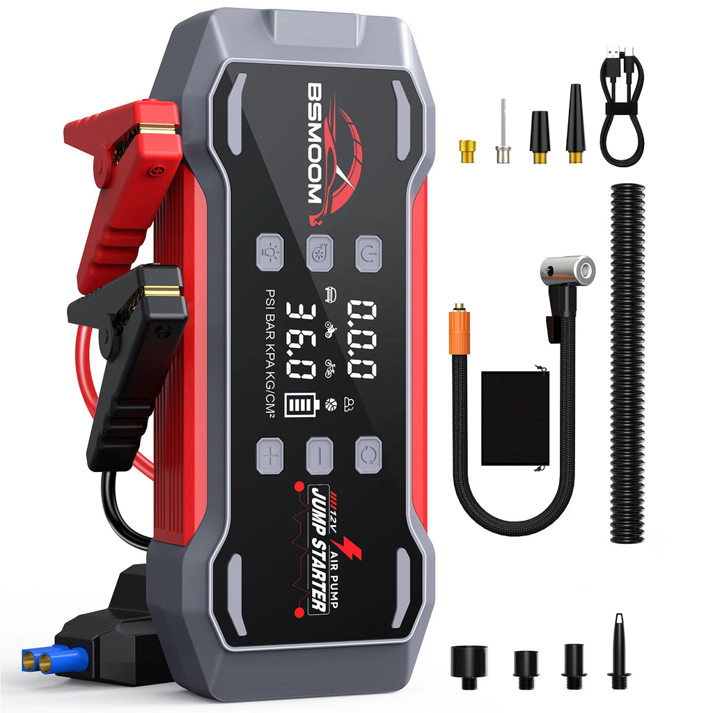 Car Jump Starter With Air Compressor Jump Starter Power Bank Portable Battery Starter 150PSI Air Pump With LED Light